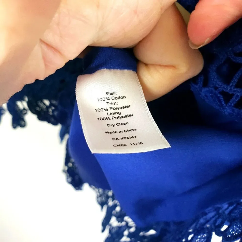 Women's Talbots Royal Blue Short Lace Cotton Blend Business Workwear Skirt Sz 14